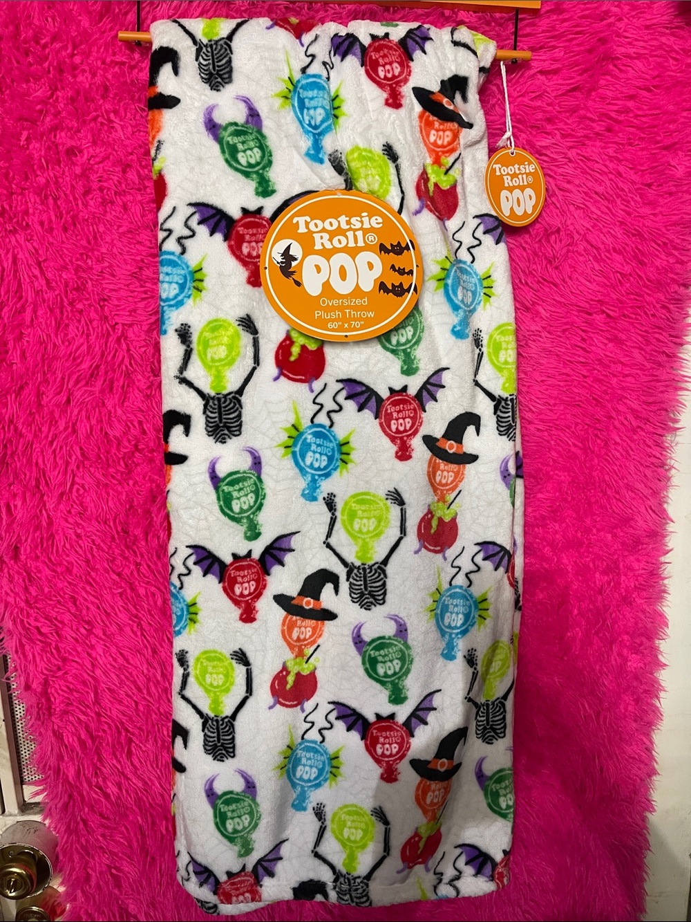 Tootsie Roll Pop Halloween Oversized Plush Throw - Colorful Candy Print